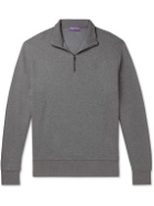 Ralph Lauren Purple label - Logo-Embroidered Cotton-Blend Jersey Half-Zip Sweatshirt - Gray