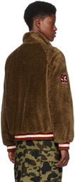 BAPE Brown Patch Faux-Fur Jacket