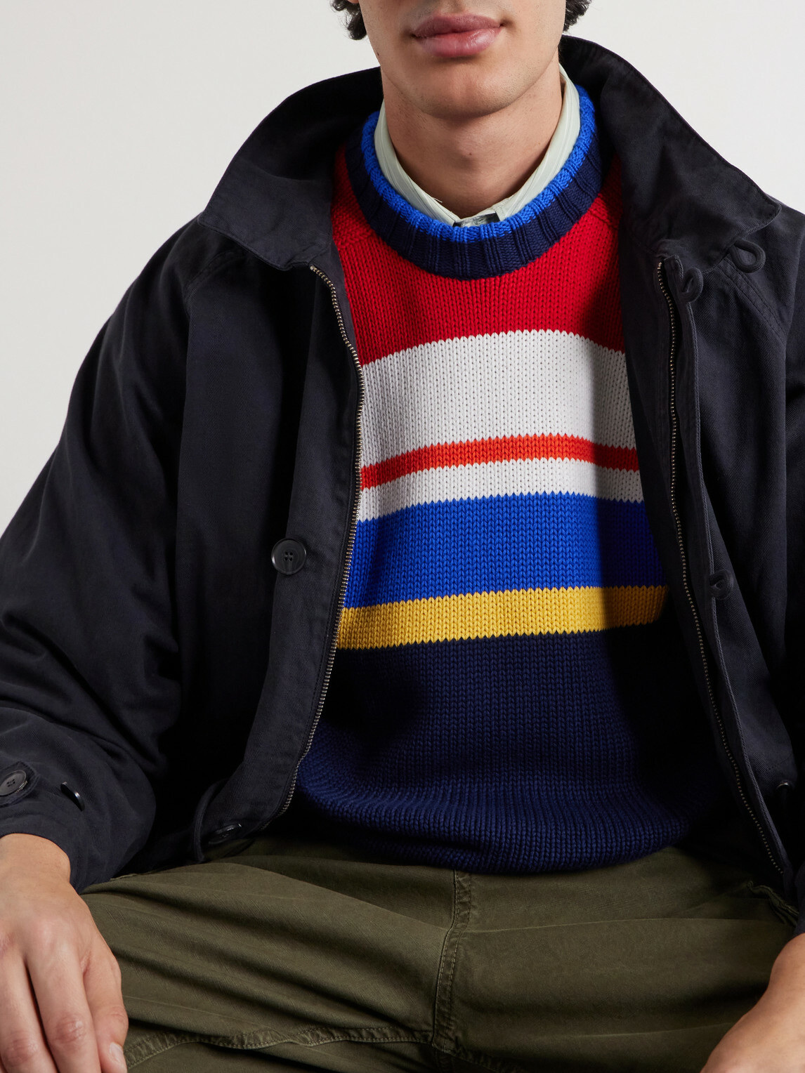 Noah - Striped Organic Cotton Sweater - Blue