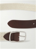 Loro Piana - 3cm Leather-Trimmed Woven Cotton Belt - Neutrals