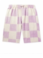 Kardo - Straight-Leg Checked Cotton Drawstrings Shorts - Purple
