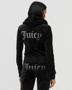 Juicy Couture CLASSIC VELOUR HOODIE WITH DIAMANTE BRANDING Black Womens Hoodies/Zipper