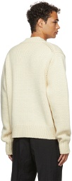 Jil Sander Off-White Wool V-Neck Sweater