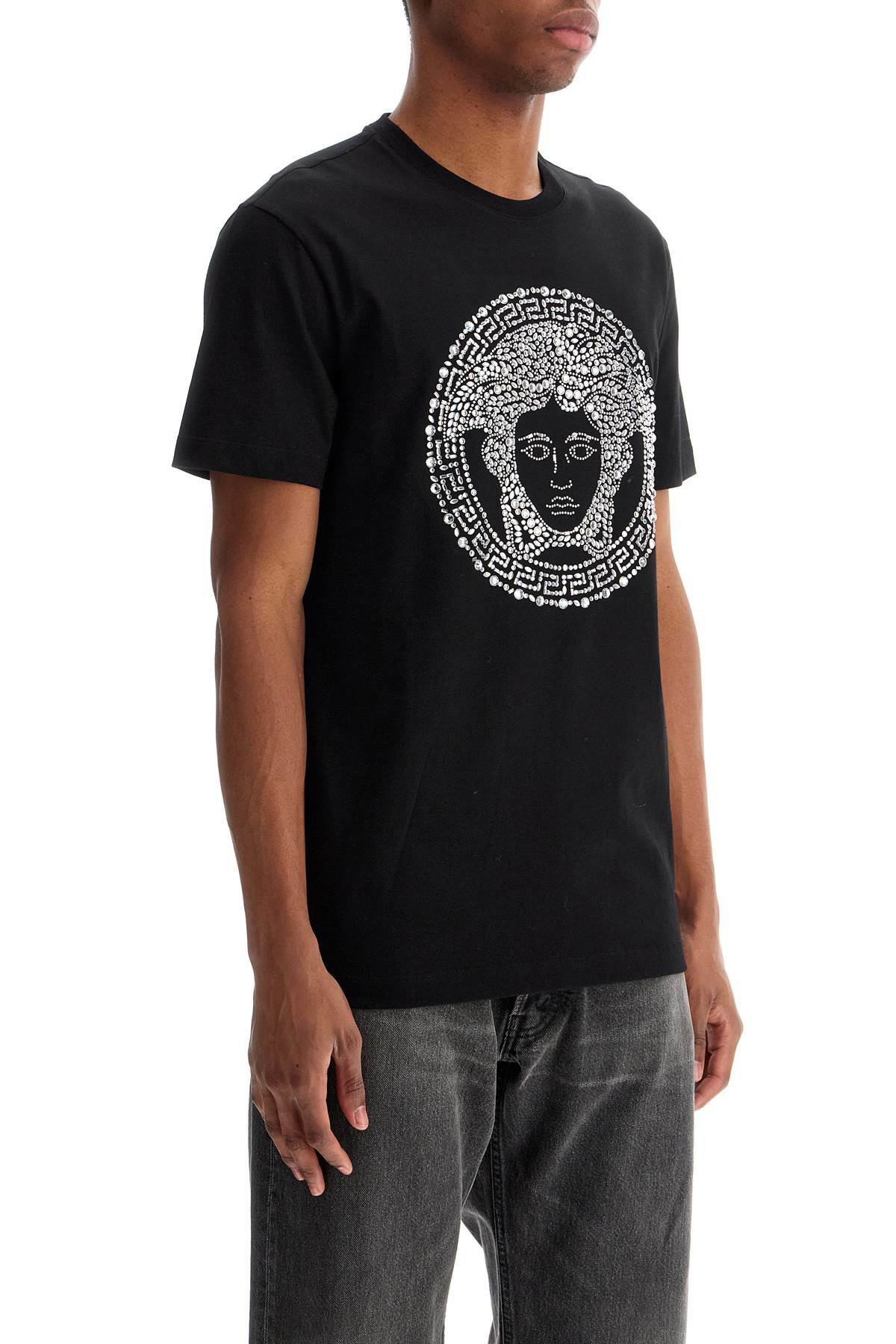 VERSACE medusa crystal embellished t Black Versace