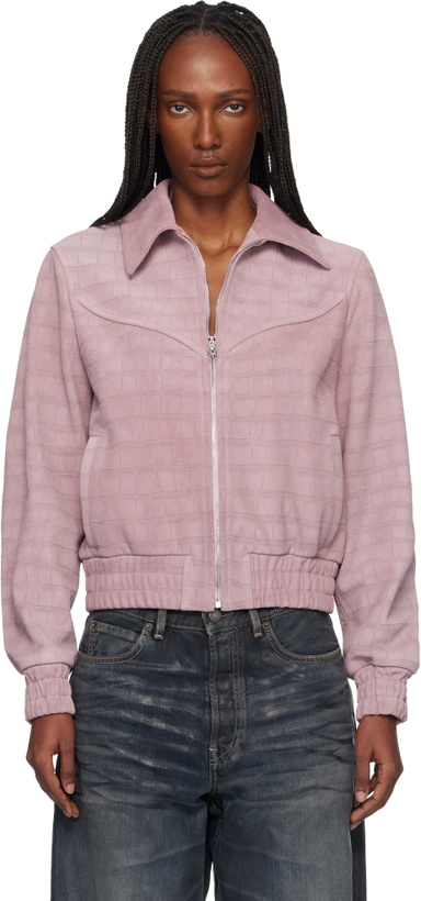 Photo: AMIRI Pink Western Croc Suede Jacket
