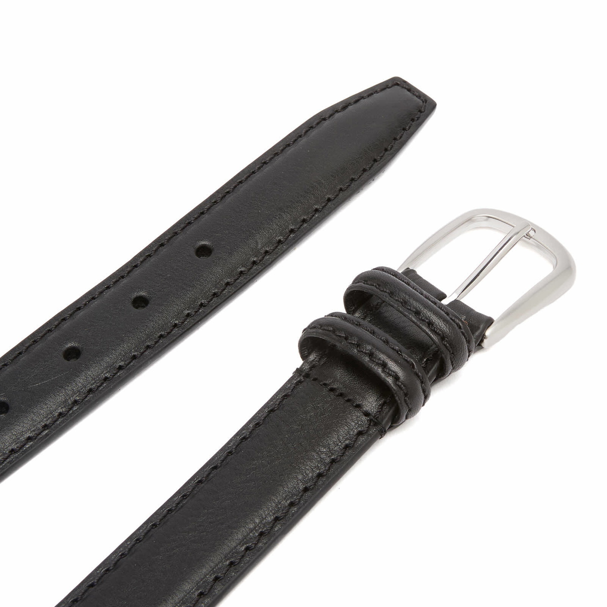 Anderson's Men's Narrow Stitch Trimmed Leather Belt in Black