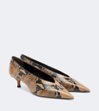 Le Monde Béryl Babouche snake-effect leather pumps