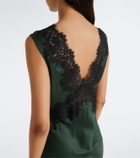 Rixo Lysandra lace-trimmed satin midi dress
