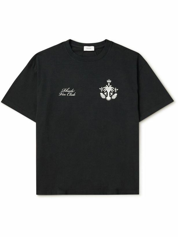 Photo: Rhude - Wine Club Logo-Print Cotton-Jersey T-Shirt - Black