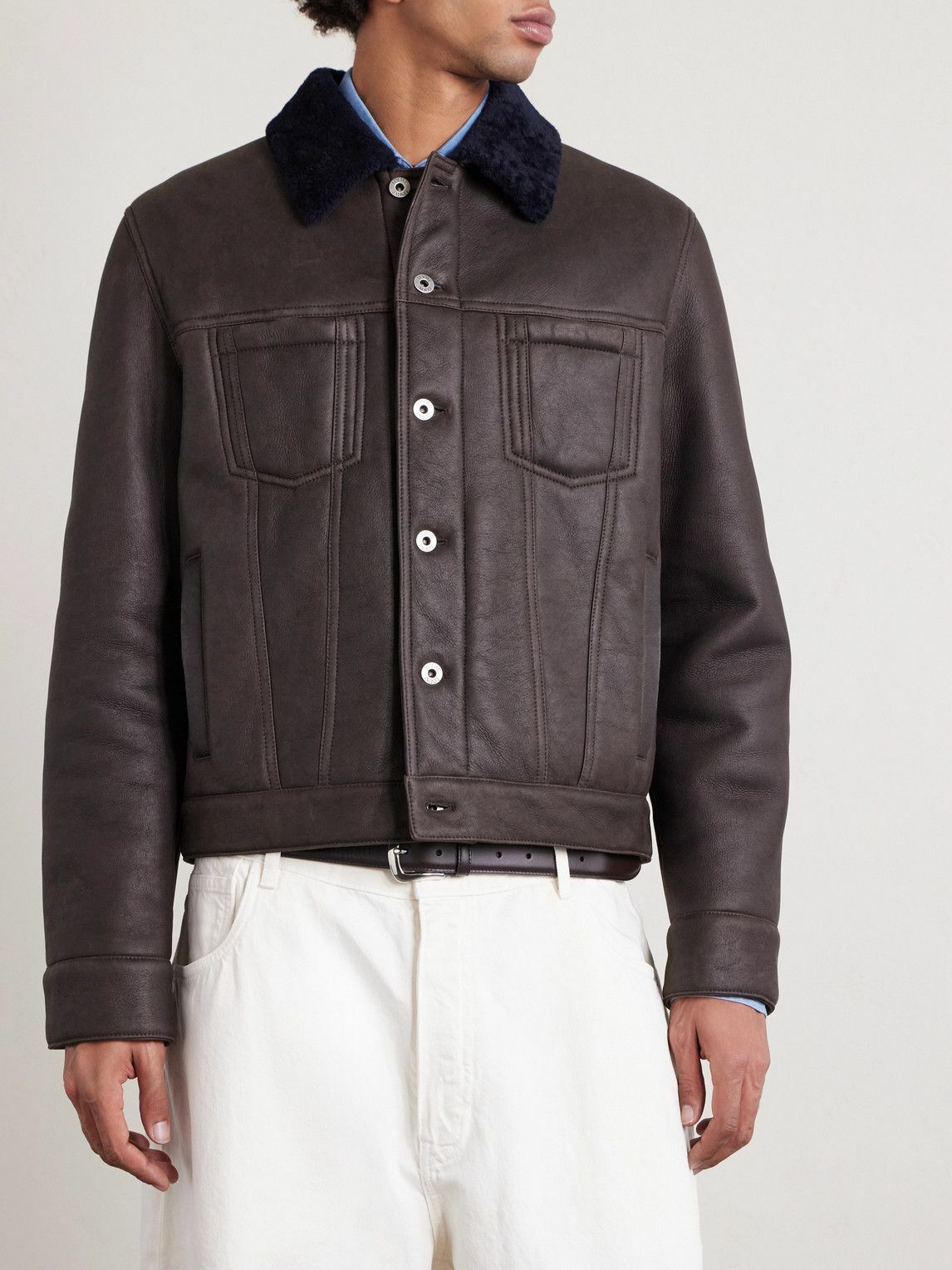 LOEWE - Shearling Trucker Jacket - Brown