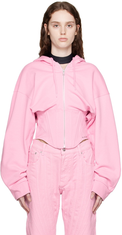 Photo: Mugler Pink Corseted Hoodie