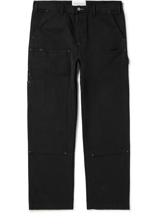 Photo: GENERAL ADMISSION - Channel Straight-Leg Cotton-Canvas Cargo Trousers - Black