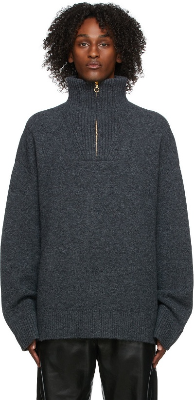 Photo: Nanushka Grey Zad Zip Up Sweater