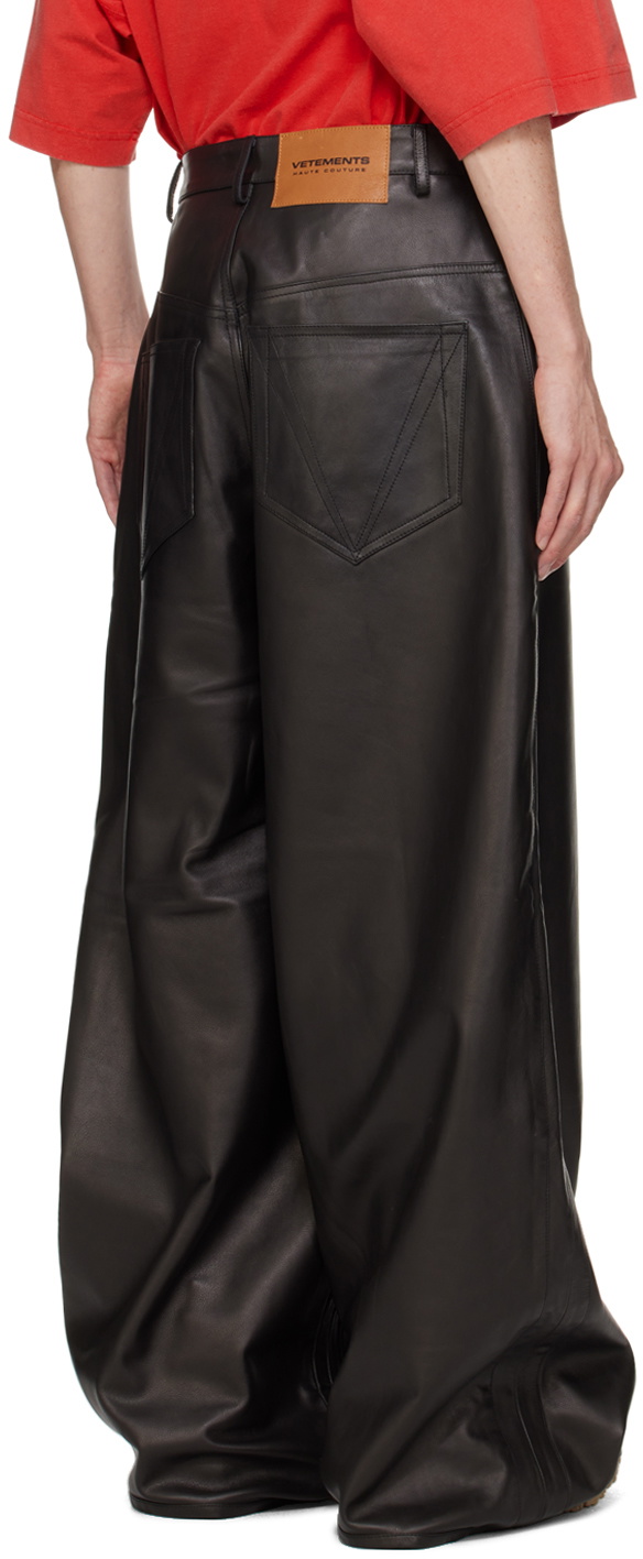 VETEMENTS Black Wide Leather Pants