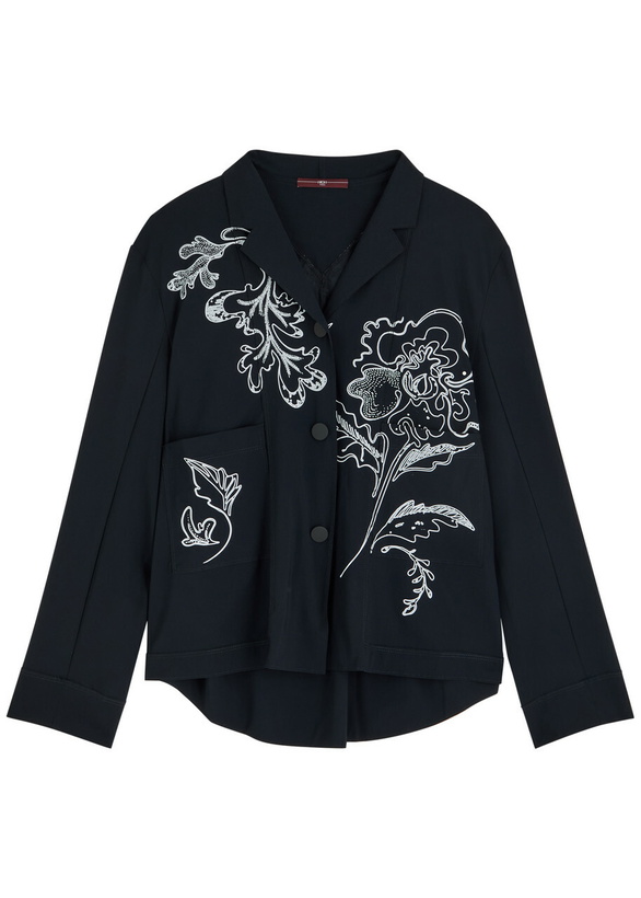 Photo: High Up to Date Floral-print Stretch-jersey Jacket Navy