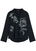 High Up to Date Floral-print Stretch-jersey Jacket Navy
