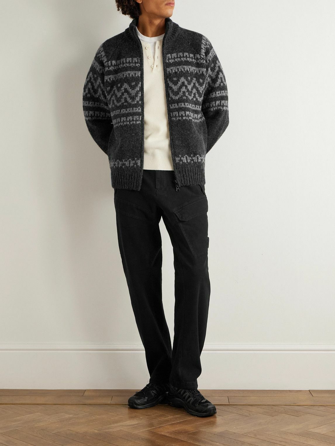C.P. Company - Straight-Leg Stretch Cotton-Moleskin Cargo Trousers - Black