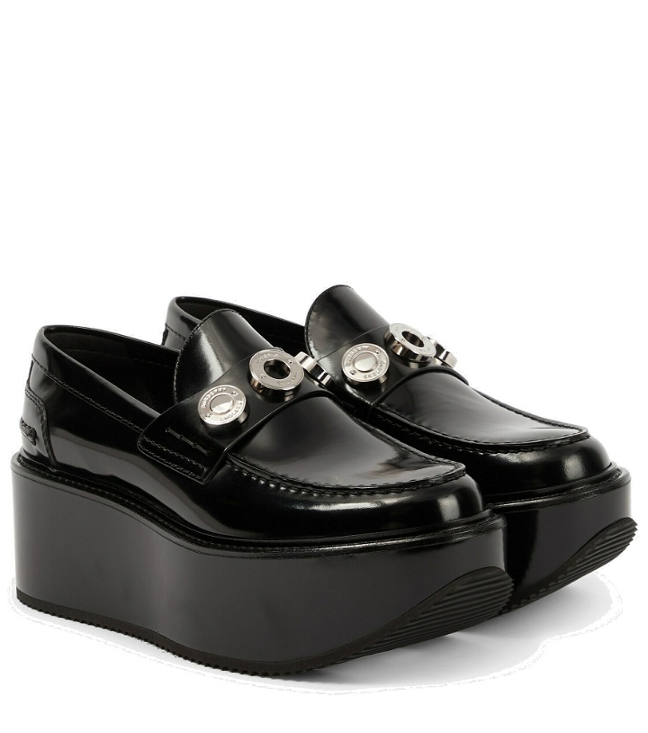 Photo: Burberry - Embellished wedge leather loafers