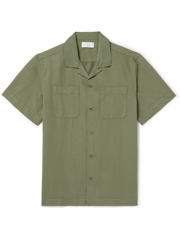 Photo: Mr P. - Michael Convertible-Collar Garment-Dyed Cotton and Linen-Blend Twill Shirt - Green
