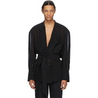 Mugler Black Chiffon Wrap Shirt