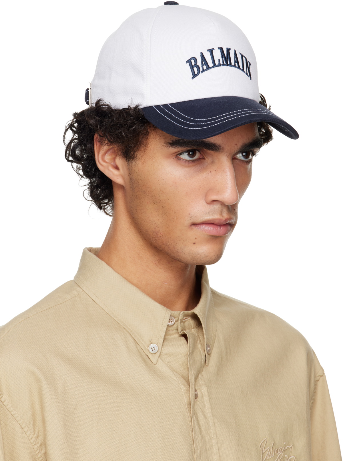 Balmain White & Navy Two-Tone Cotton Cap