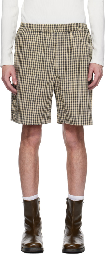 Photo: Karmuel Young Black & Yellow Check Square Shorts