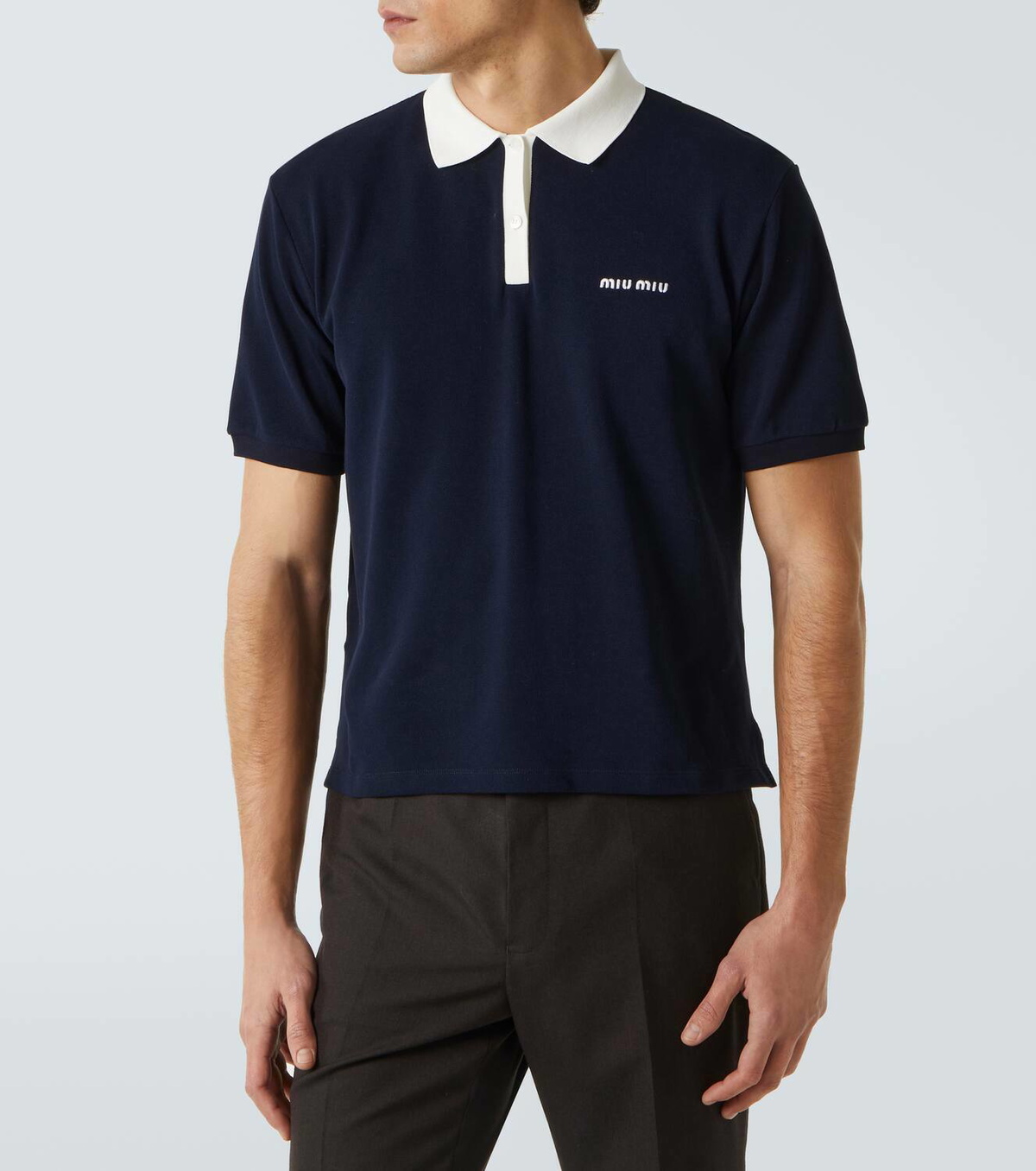 Miu Miu Logo cropped cotton piqué polo shirt Miu Miu