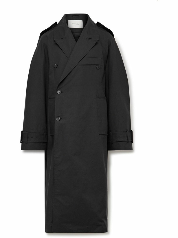 Photo: Entire Studios - Wellington Oversized Double-Breasted Cotton-Canvas Trench Coat - Black