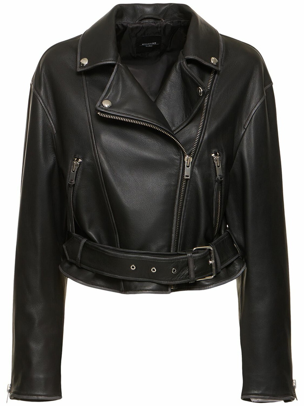 Photo: WEEKEND MAX MARA Saletta Belted Leather Biker Jacket