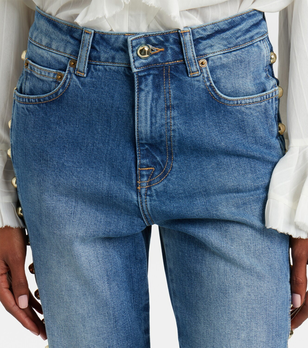 Simkhai Amelia studded straight jeans