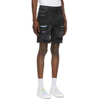 Amiri Black Denim Watercolor Trasher Shorts