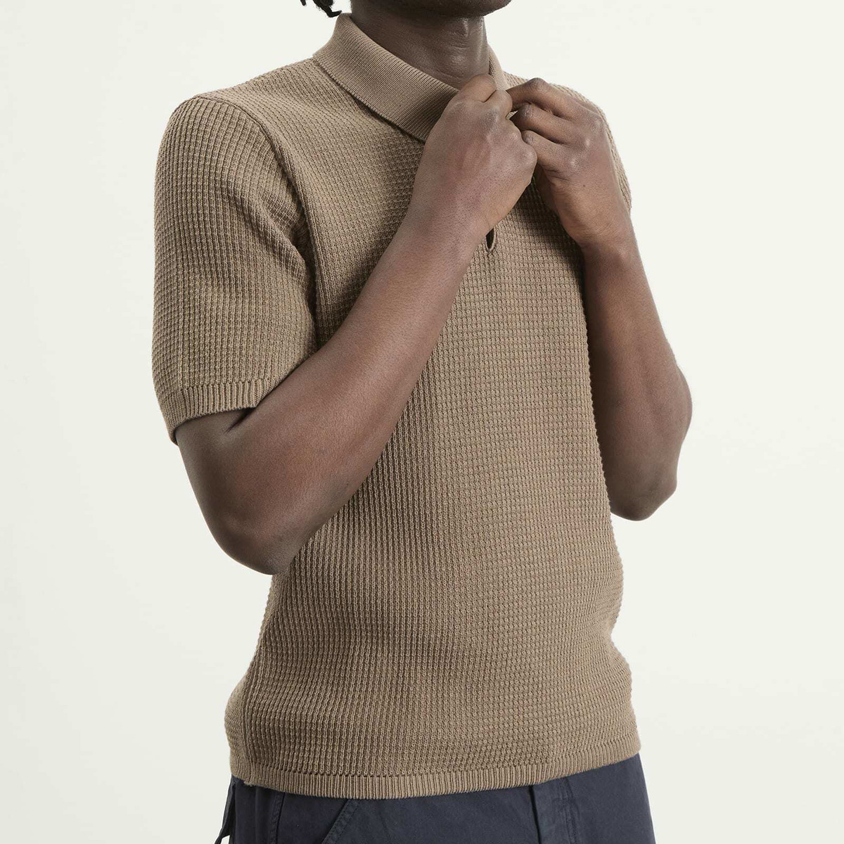 Norse Projects Men's Anholt Cotton Crepe Polo in Walnut