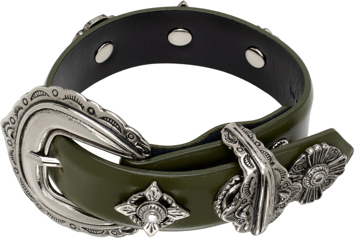 Photo: Toga Pulla Khaki Motif Leather Bracelet