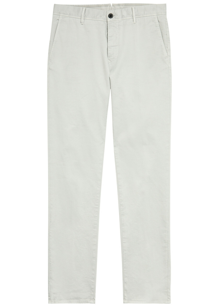 Slowear Slim-leg Stretch-cotton Trousers Light Grey