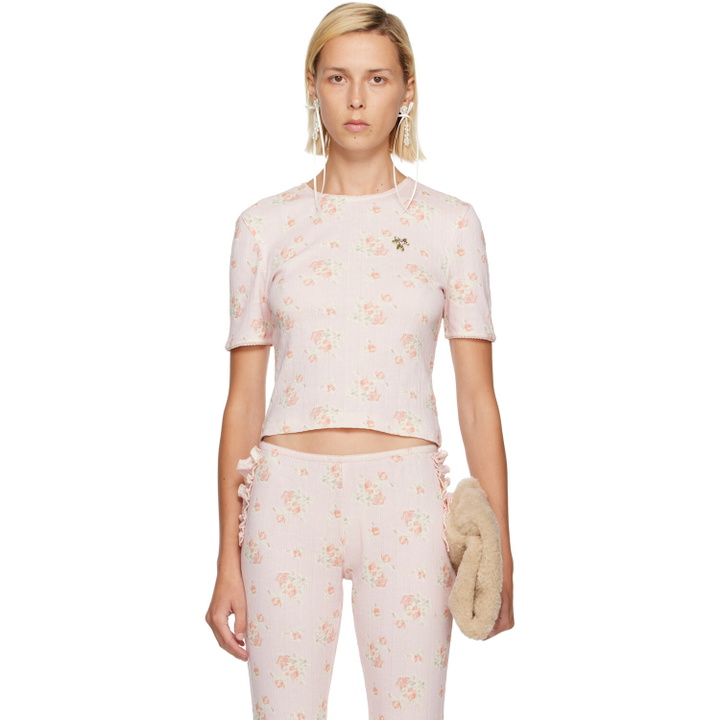 Photo: Simone Rocha Pink Cropped Pointelle T-shirt