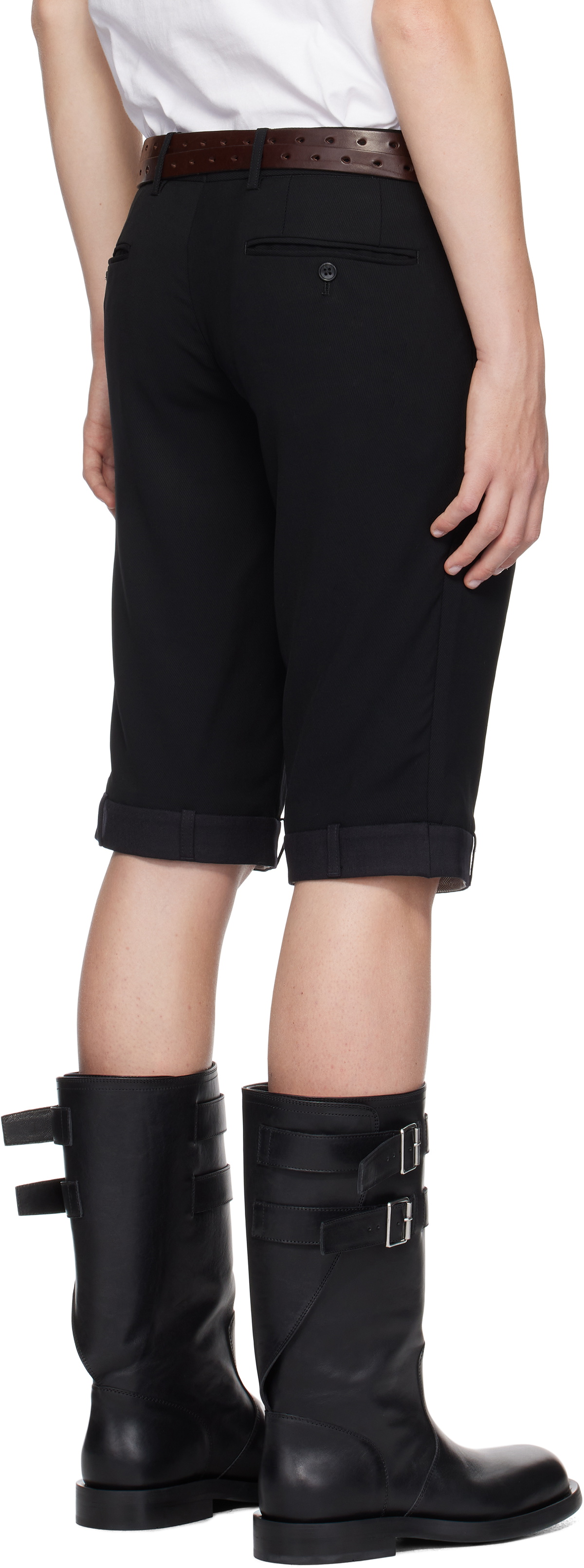 HODAKOVA Black Upside Down Trouser Shorts HODAKOVA
