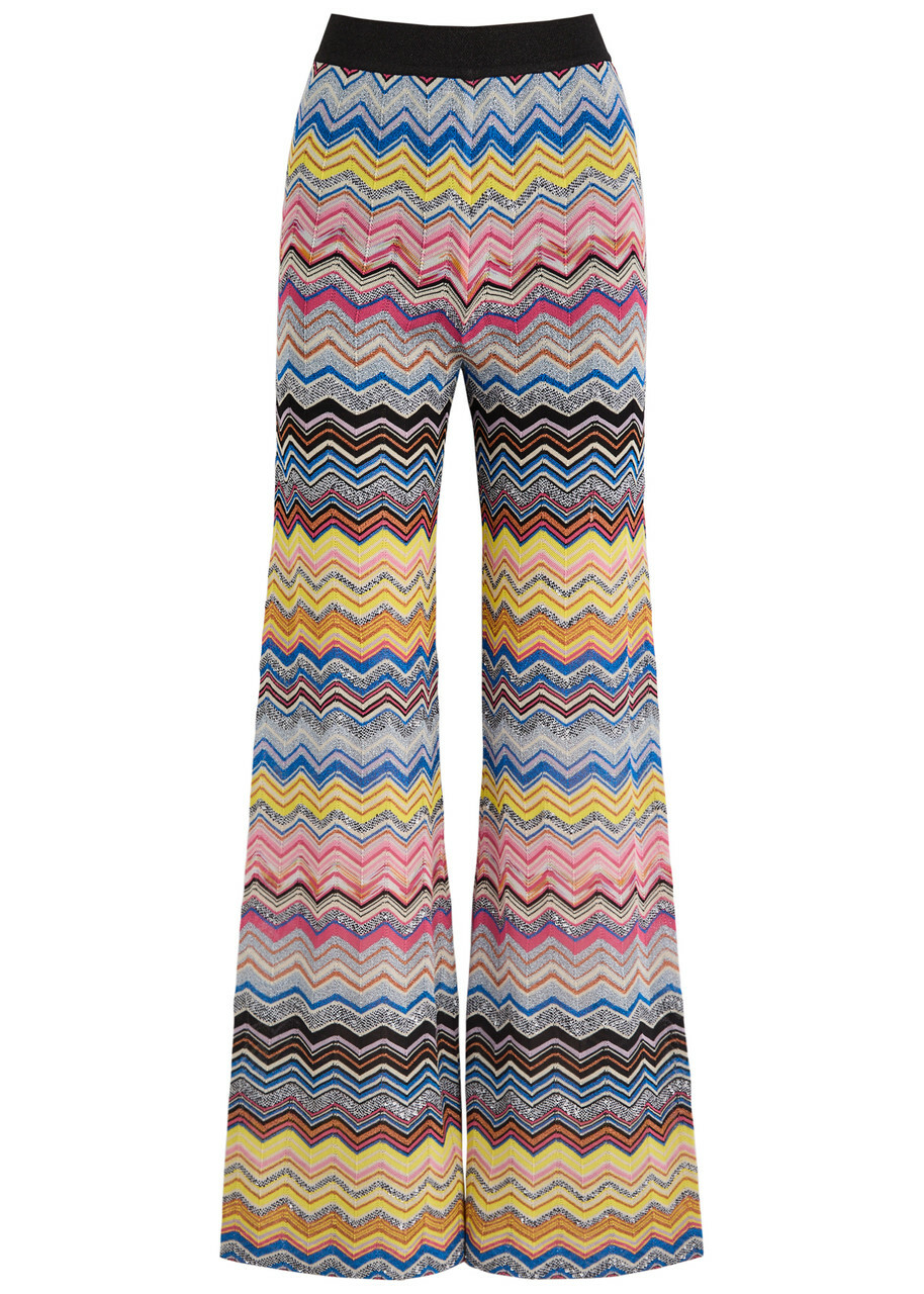 Missoni Zigzag Embellished Metallic Knitted Trousers