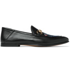 Gucci - Brixton Horsebit Collapsible-Heel Appliquéd Leather Loafers - Men - Black