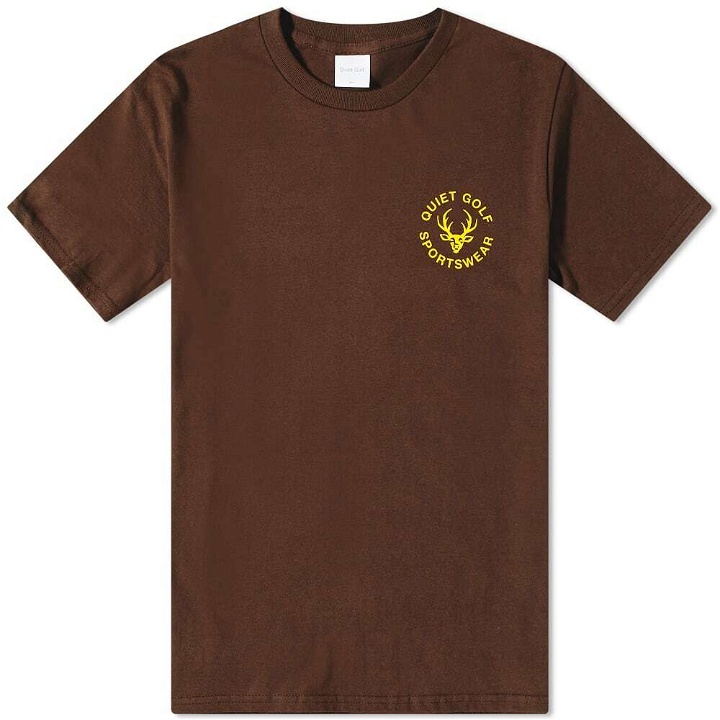 Photo: Quiet Golf Men's Mule Print T-Shirt in Brown