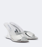 Aquazzura Bisous mirrored leather wedge mules