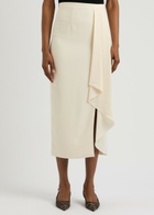 Roland Mouret Ruffled Cady Midi Skirt Cream