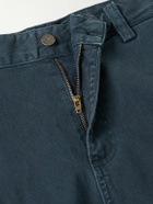 Corridor - Straight-Leg Garment-Dyed Stretch-Cotton Twill Trousers - Blue