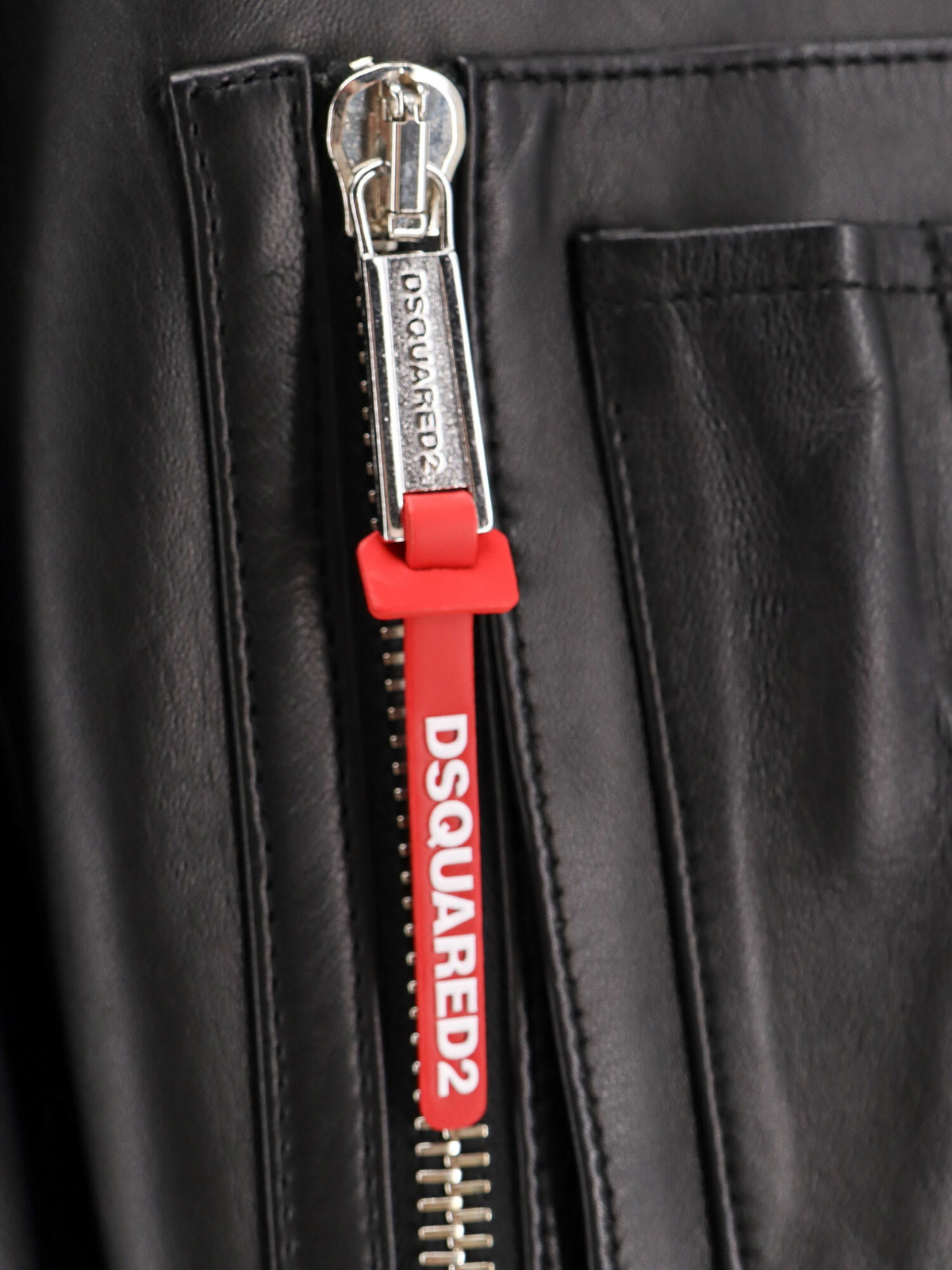 DSQUARED2 ブラック ジャンパー 48 高級 Dsquared2 Black Boxy Jean Leather Jacket Dsquared2