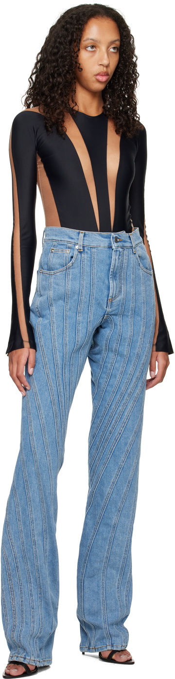 Jean Mugler Spiral Curve 46 Neuf Avec étiquette - Bleu Droit Pour Femme