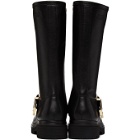 Versace Jeans Couture Black Rodeo Buckle Tall Boots
