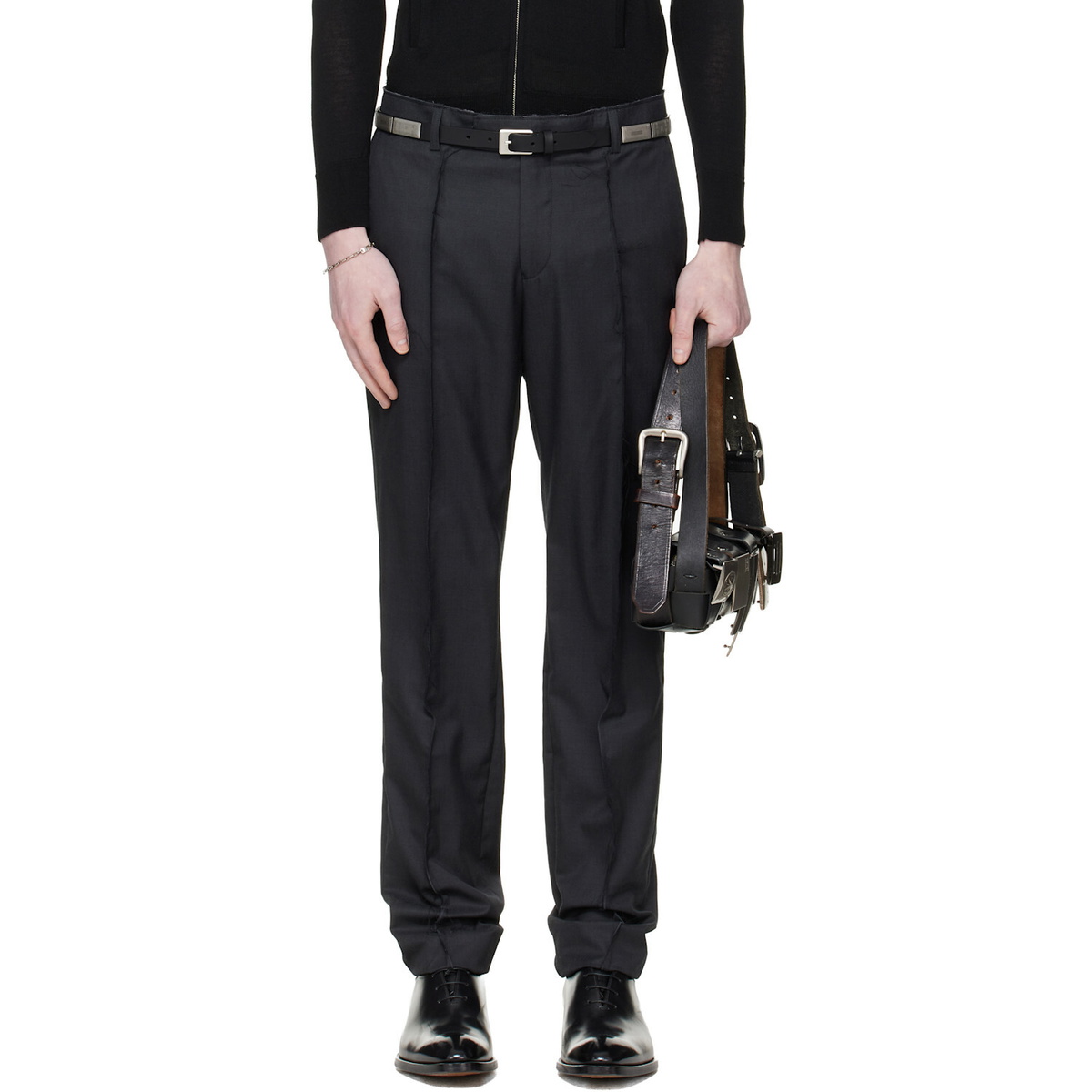 HODAKOVA Grey Horse Hair Suit Trousers