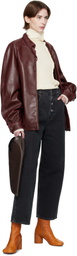 MM6 Maison Margiela Burgundy Sports Faux-Leather Jacket