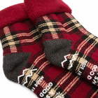 RoToTo Check Comfy Room Sock in Dark Red/Black