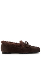 Aeyde Jasper Shearling-lined Suede Loafers Brown