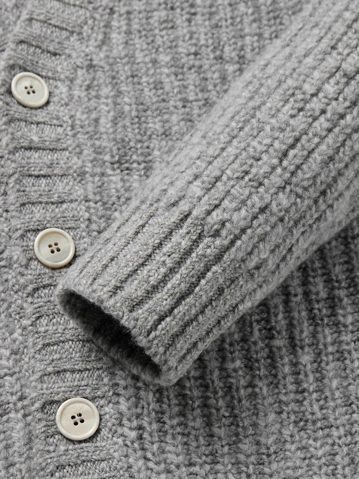 Incotex - Zanone Ribbed Wool Cardigan - Gray